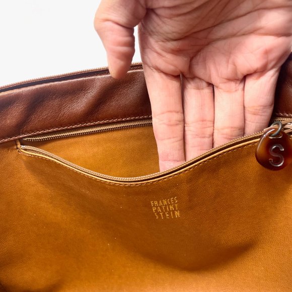 Vintage 70s Frances Patiky Stein Brown Leather Clutch - Picture 11 of 14